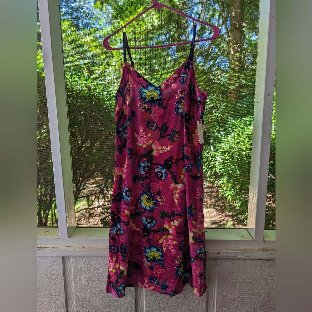 Anthropologie Pink Velvet tank dress Size M.